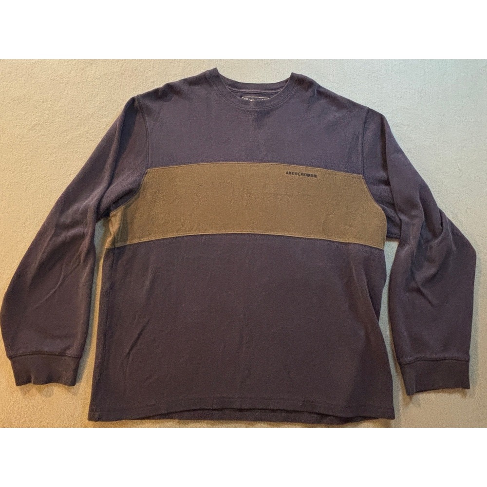 VTG Abercrombie & Fitch Long Sleeve Shirt Mens XL Navy Blue Olive Green Y2K 90s